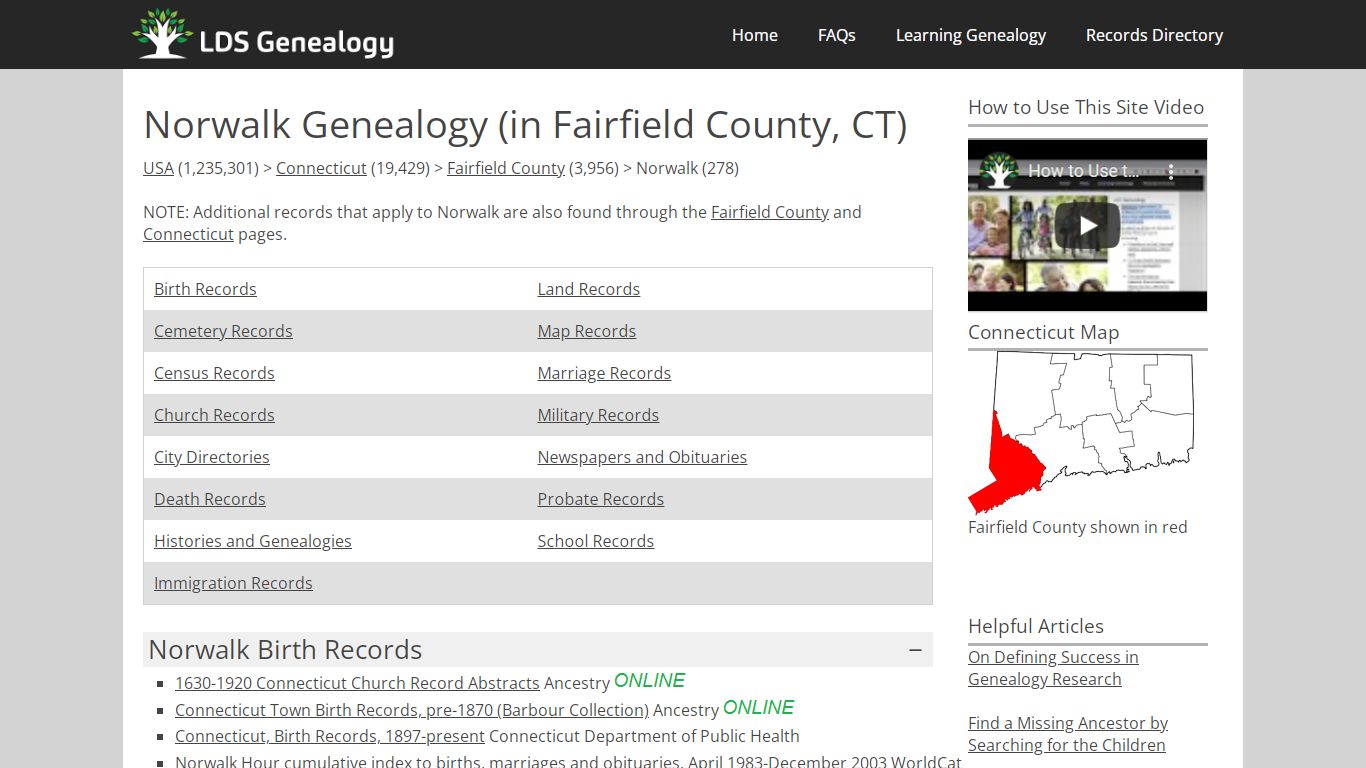 Norwalk Genealogy (in Fairfield County, Connecticut)