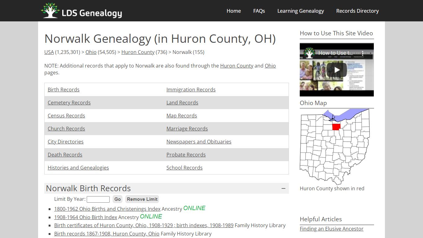 Norwalk Genealogy (in Huron County, Ohio)