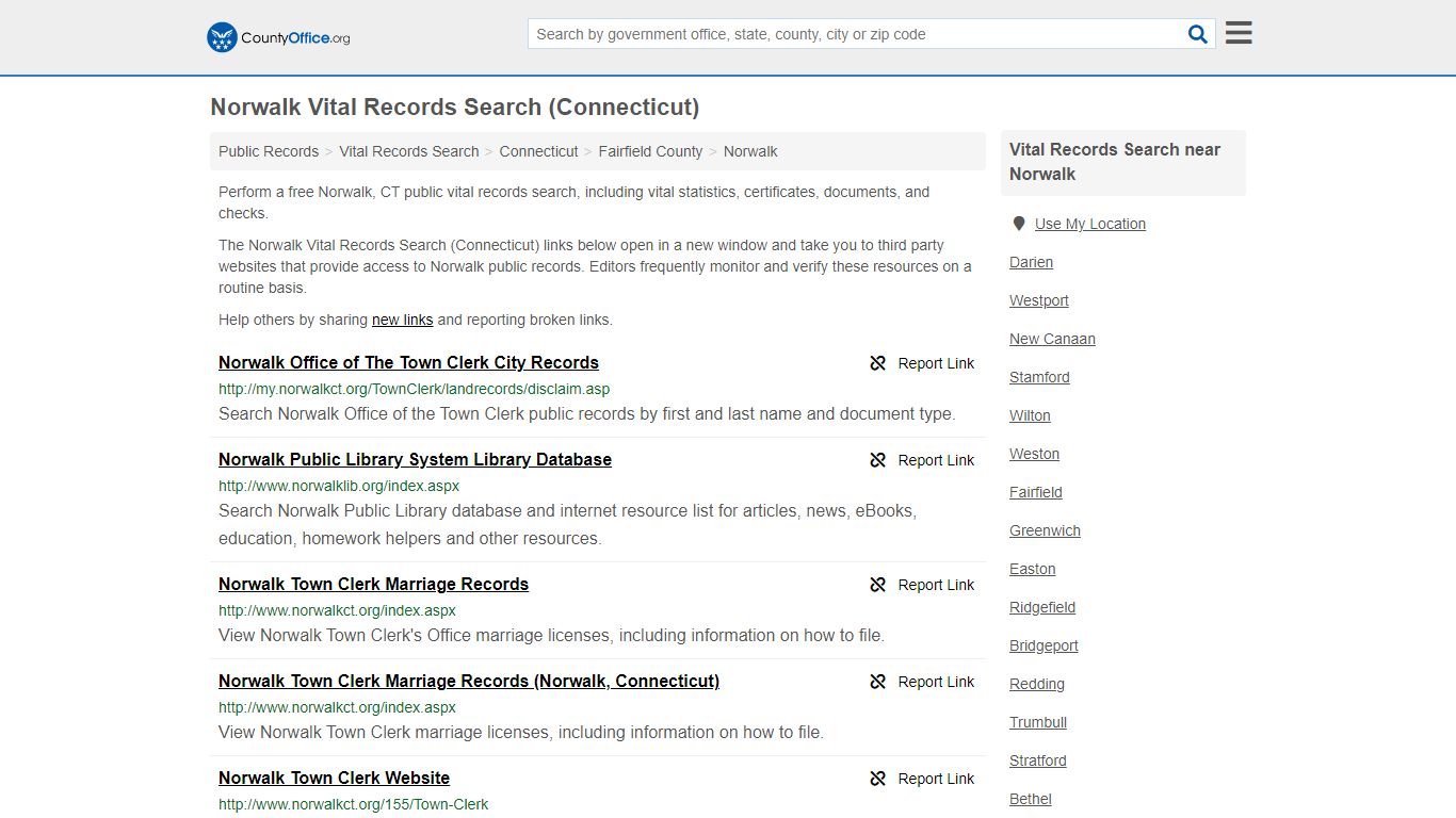 Vital Records Search - Norwalk, CT (Birth, Death, Marriage ...